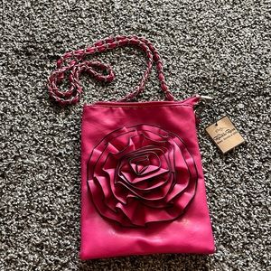 Bottari Fuschia Cross body floral appliqué bag